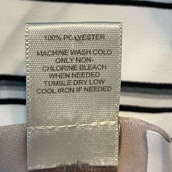 Loft Button Back High Neck Blouse White Black Striped Print Sleeveless Top XS - Picture 6 of 6